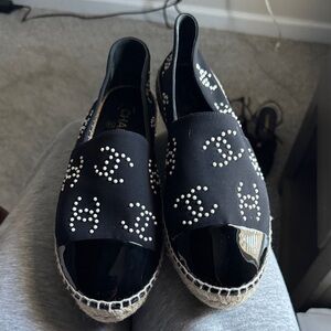 CHANEL Black and White Espadrilles